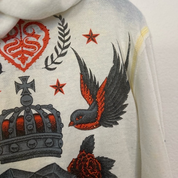 Sinful Y2K, ombre, yellow, and white zip up hoodie size large - Picture 12 of 13